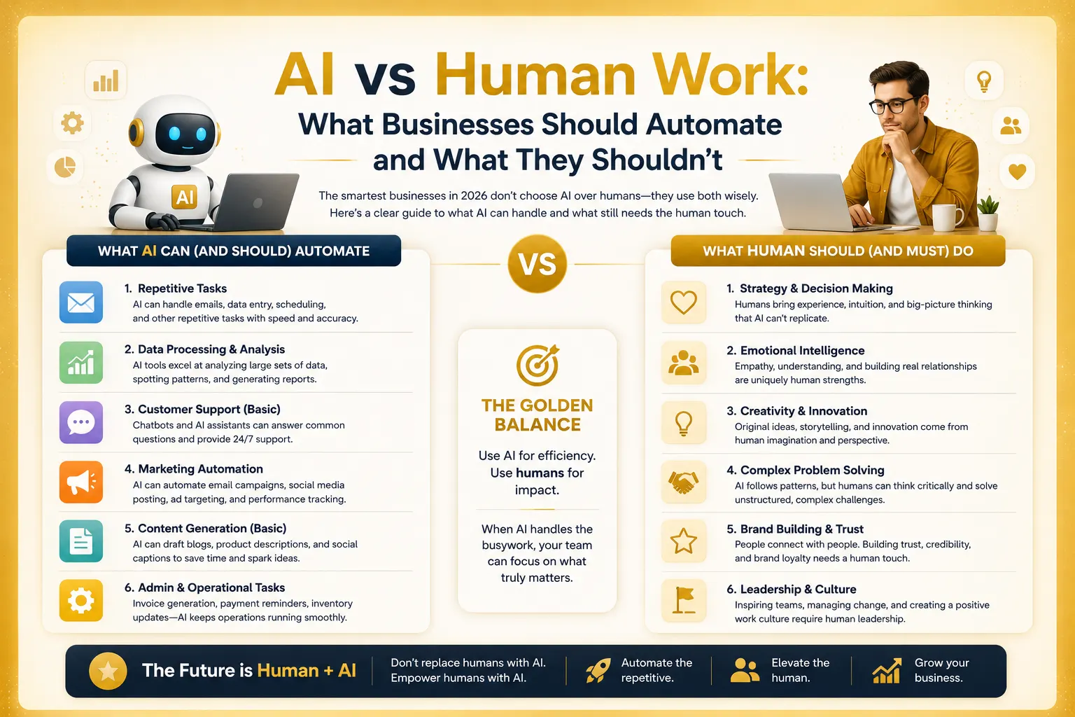 AI vs Human Work: What Businesses Should Automate and What They Shouldn’t